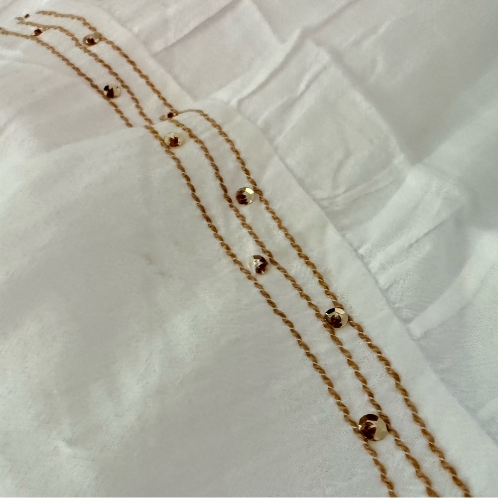 Boho White Skirt with Gold Trim - Picture 2 of 4